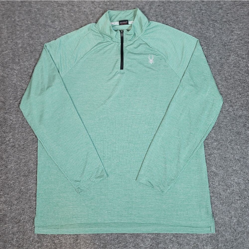 Spyder Active Performance 1/4 Zip Green Mens Golf Pullover Size XL 4 Way Stretc